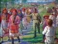 Эскиз картины Девушки Мордовской АССР изучают военное дело. 1942.