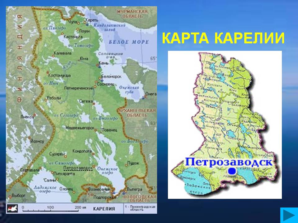 Карта карелия с границами