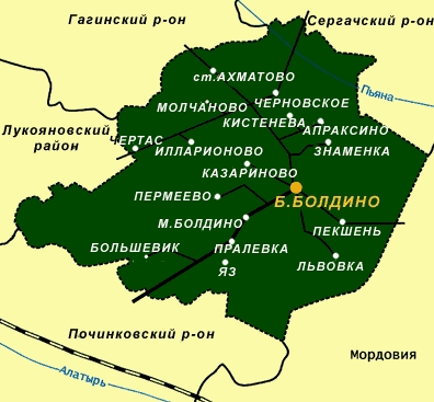 Карта гагинского района нижегородской области подробная с деревнями и дорогами